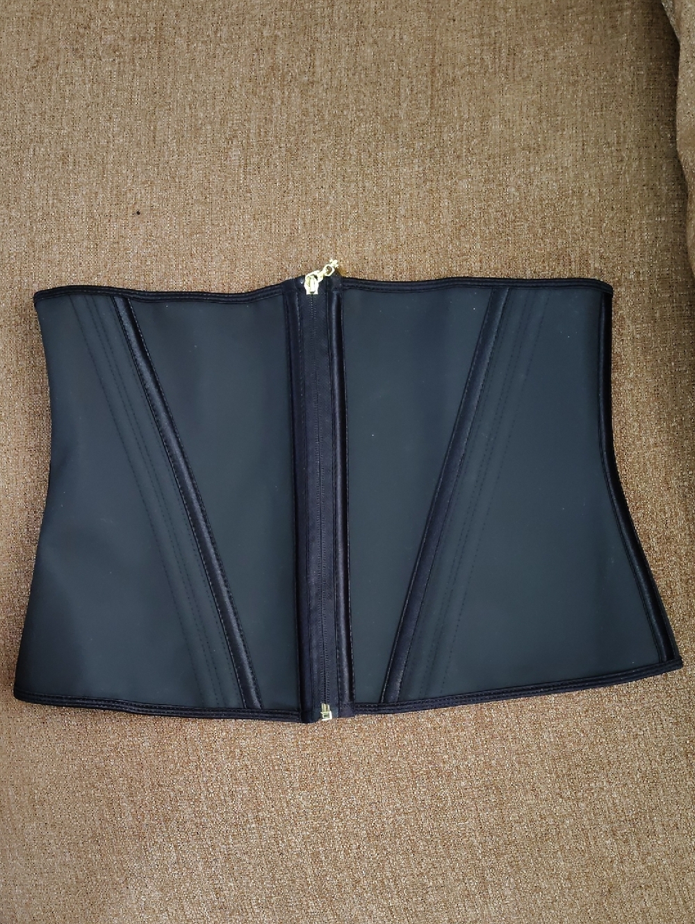 Black Waist Cincher Belt with Front Zip